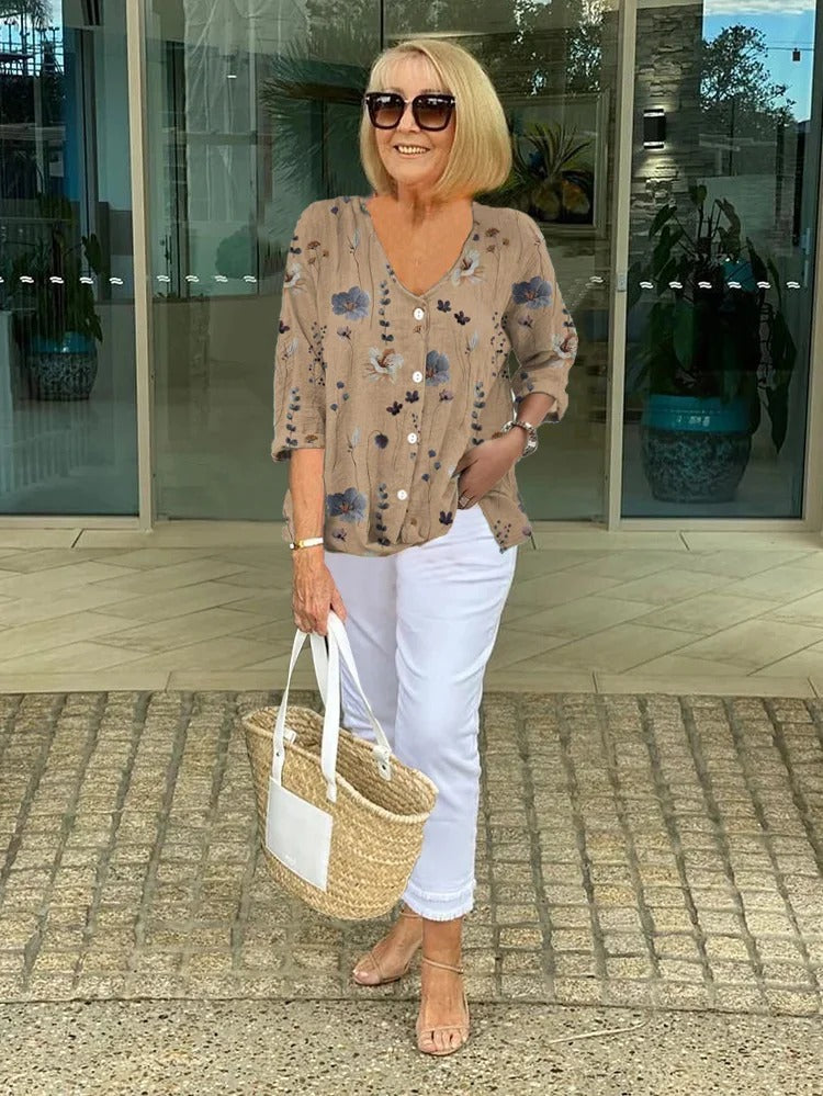 אוולין | חולצה אלגנטית עם פרחים