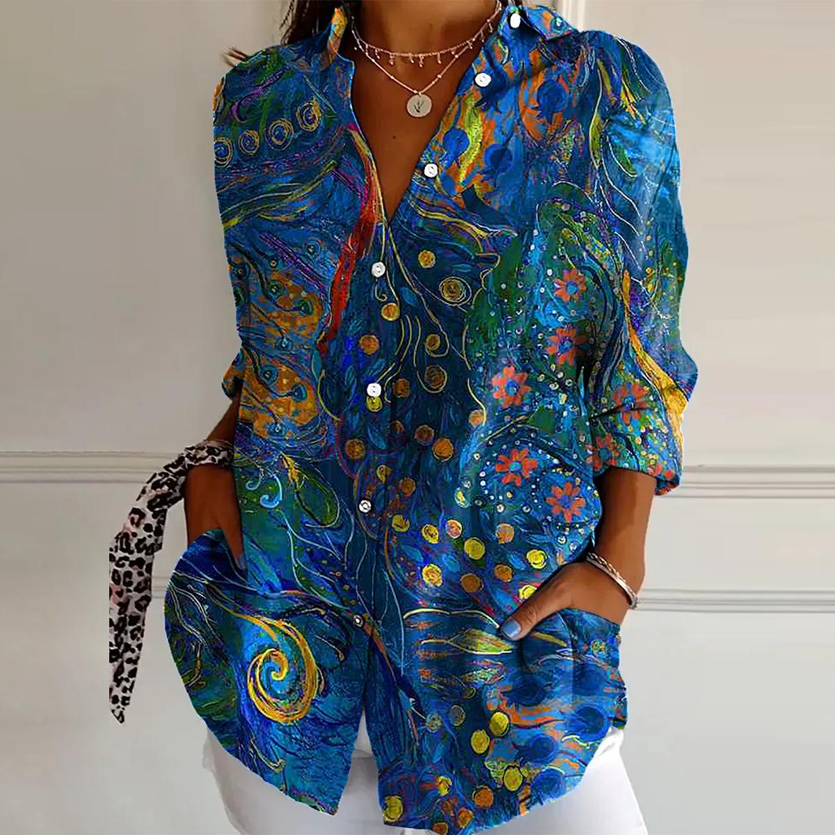 חולצה ארוכה עם צווארון כחול