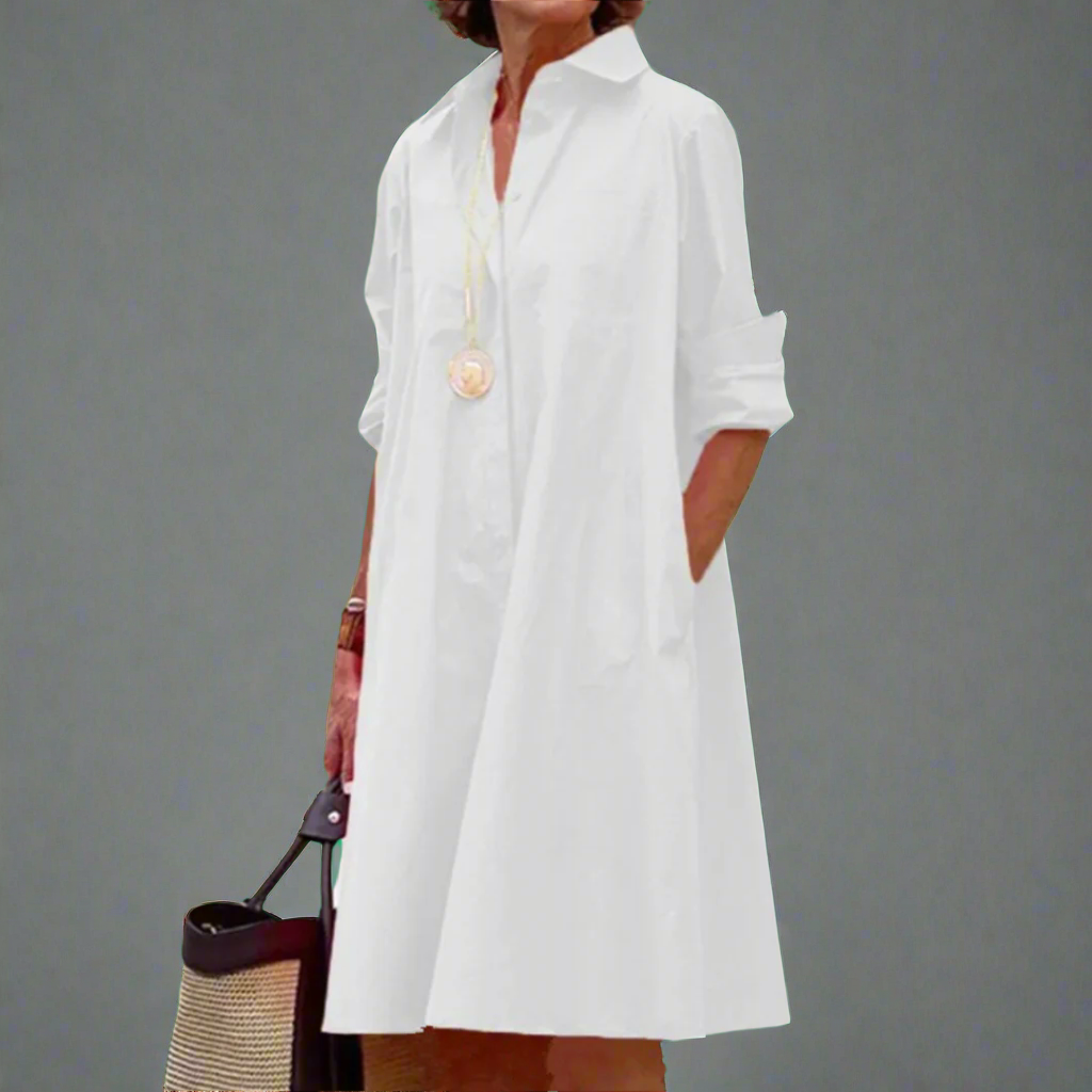 טובה - שמלת מידי ארוכה בצבע אחיד לנשים