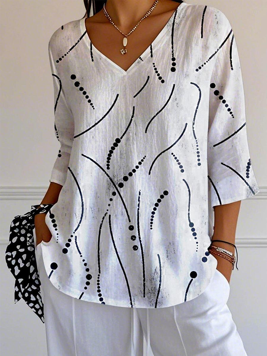 טופ מיוחד עם צווארון V ושרוולים באורך 3/4