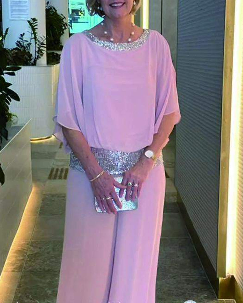 יטל | סט אלגנטי דו-חלקי עם פייטים ועיצוב חסימת צבעים