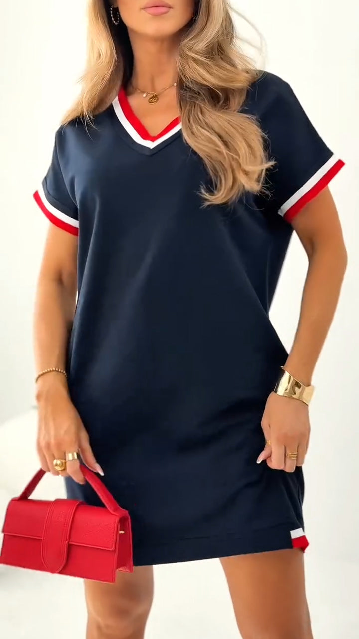 שירה - שמלות נשים קז'ואל עם קצה ניגודיות