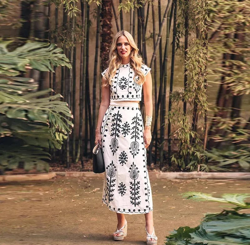 ריטה | סט מודפס טופ וחצאית