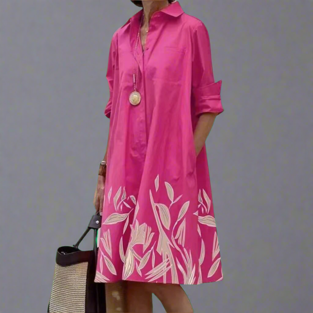 זילה - שמלת מיני עם צווארון מתהפך ושרוולים ארוכים