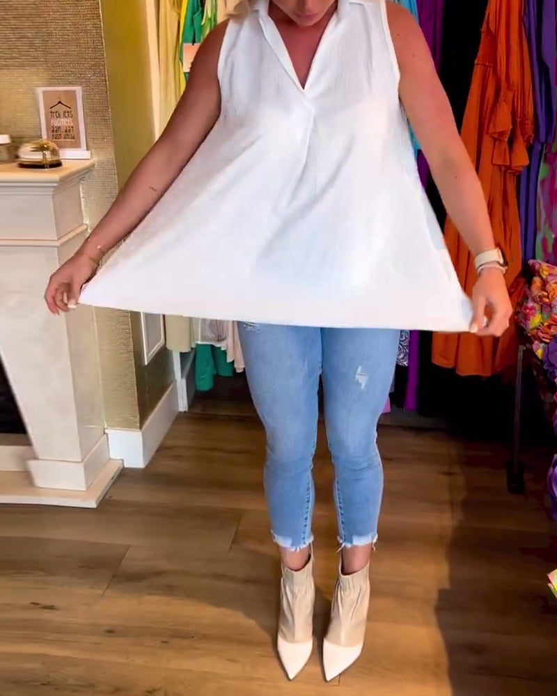 טוהר | טופ ללא שרוולים עם רוכסנים ורוורס