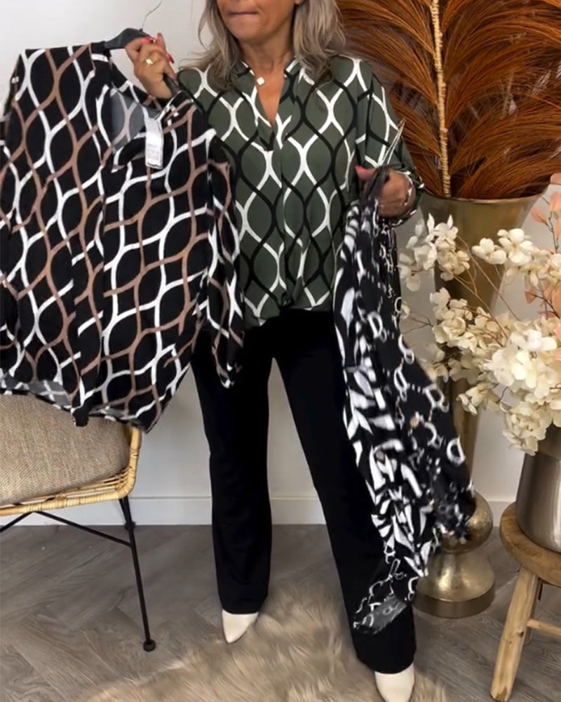 גינה | חולצת בלוז קז'ואל עם שרוולים ארוכים ודגם אלגנטי