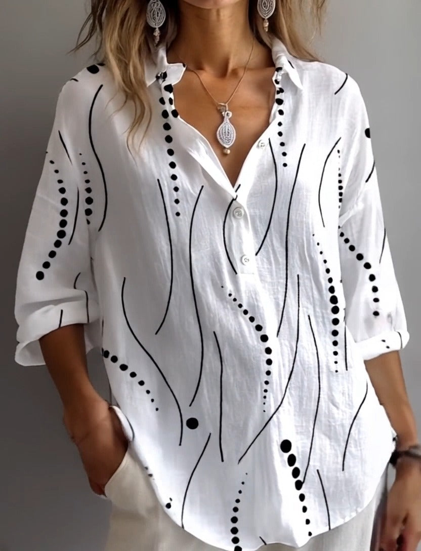 חולצת בסיס לבנה עם שרוולים ארוכים