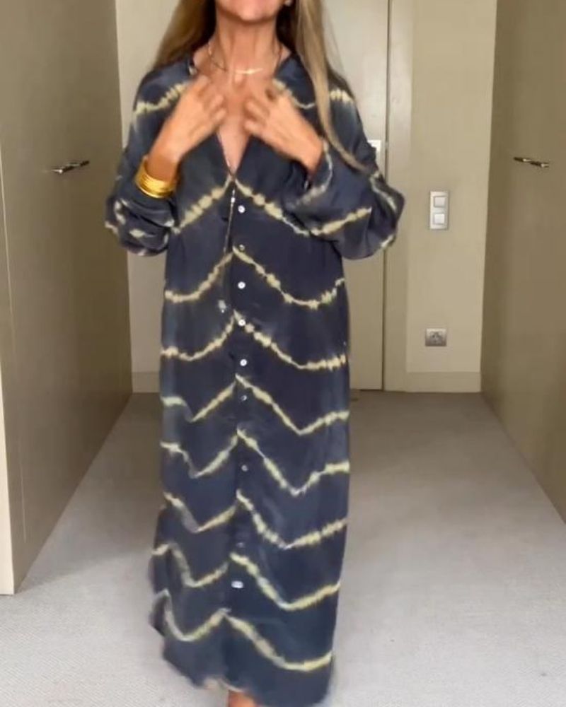 לאה  | שמלה עם שרוולים ארוכים עם פסים בוהו