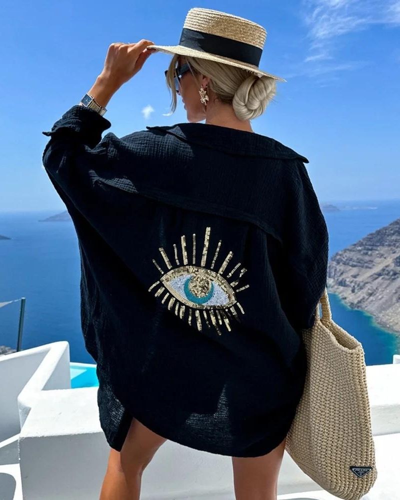 הדסה | חולצה עם פייטים ופנינים