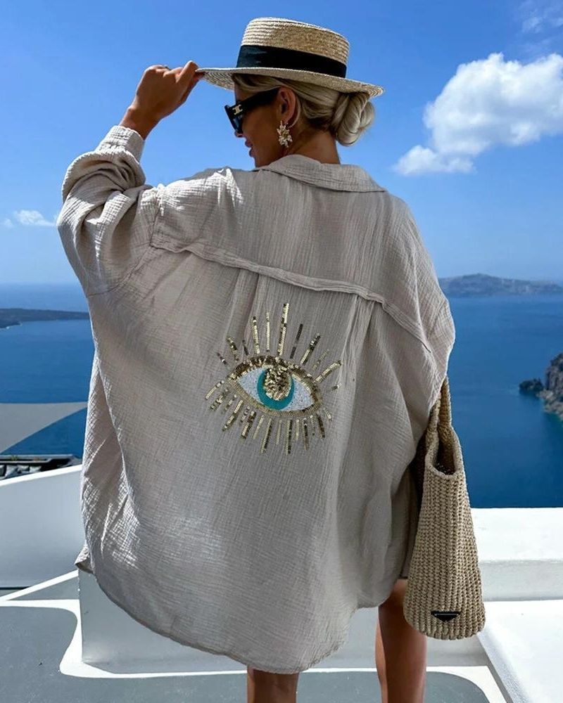 הדסה | חולצה עם פייטים ופנינים