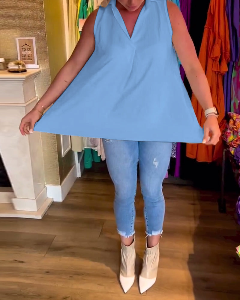 טוהר | טופ ללא שרוולים עם רוכסנים ורוורס