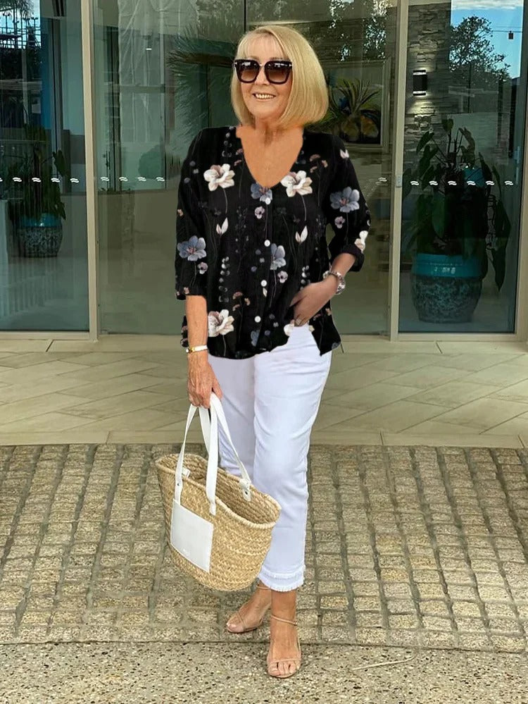 אוולין | חולצה אלגנטית עם פרחים