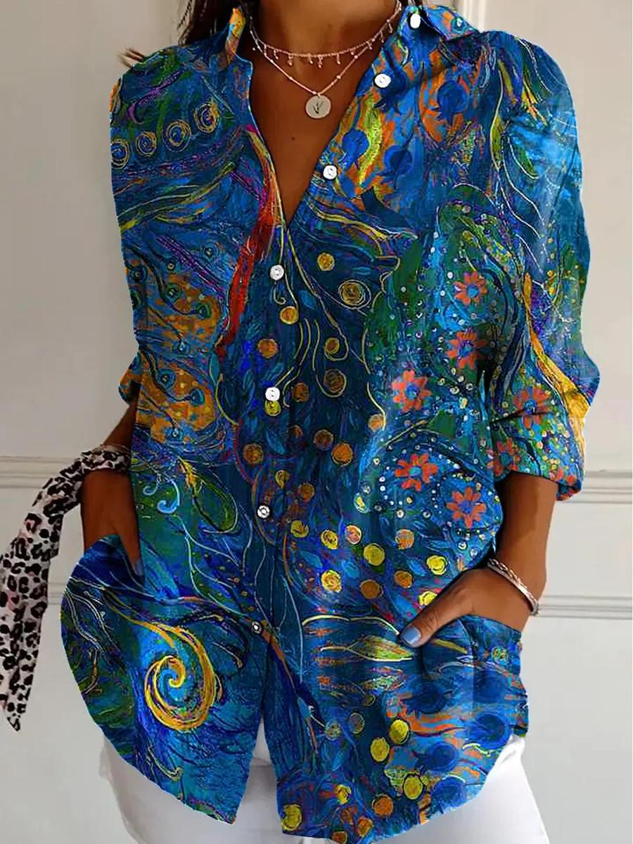 חולצה ארוכה עם צווארון כחול