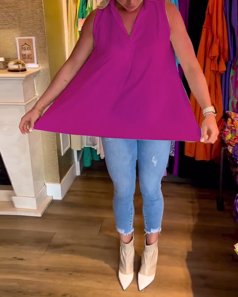 טוהר | טופ ללא שרוולים עם רוכסנים ורוורס