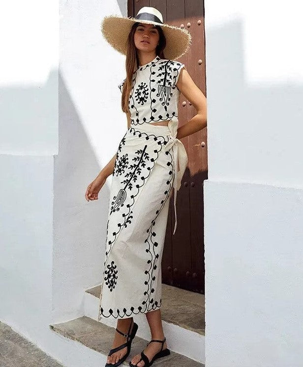 ריטה | סט מודפס טופ וחצאית