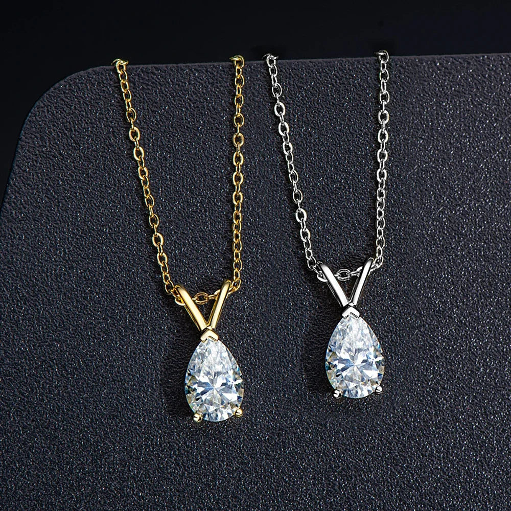 נועה | שרשרת מוסונייט בצורת אגס