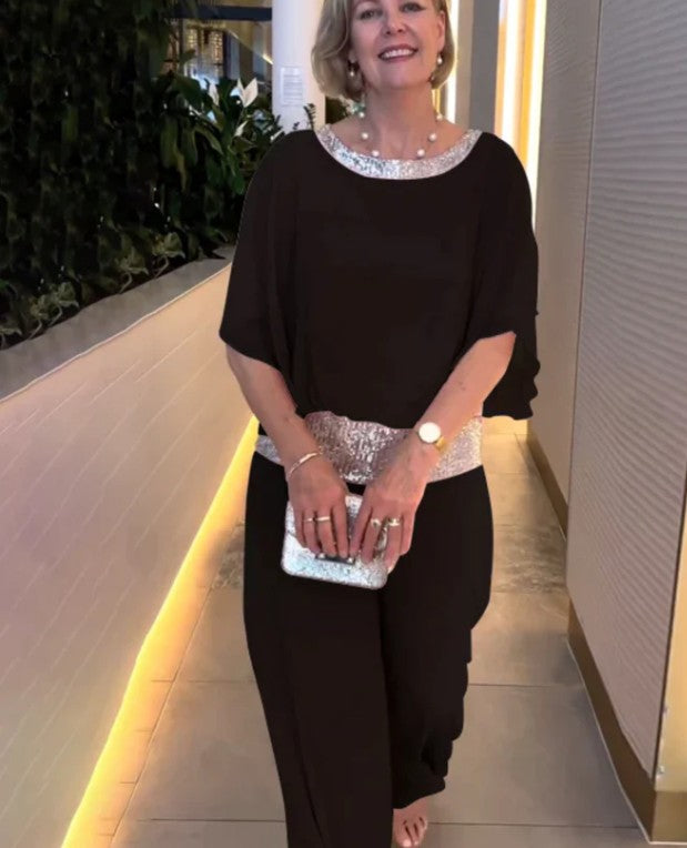 יטל | סט אלגנטי דו-חלקי עם פייטים ועיצוב חסימת צבעים