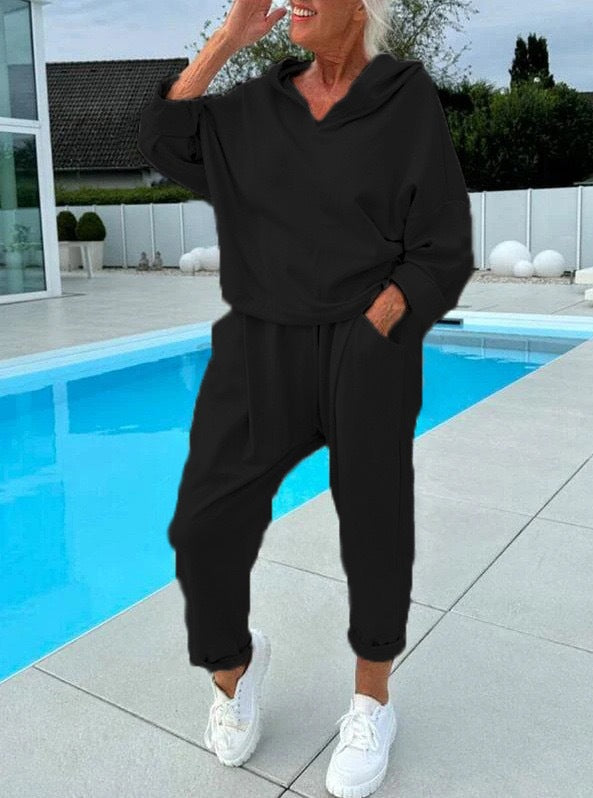 רישל - סט סוודר עם כובע ומכנסי ג'וגינג