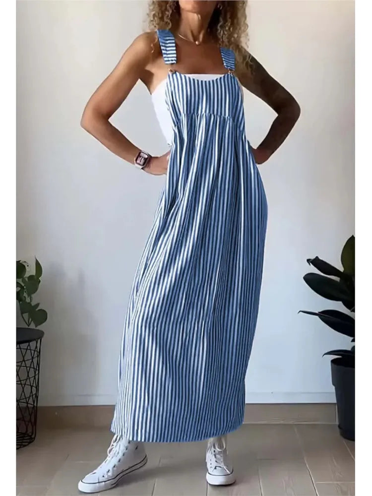 אורית | שמלת סטרפלס פסים קז'ואל