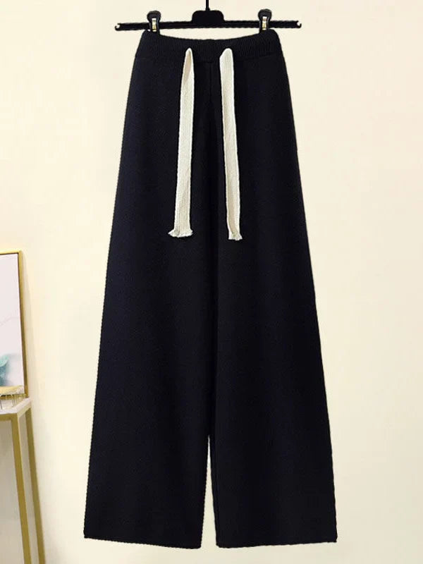 רונית | סט חורפי עם סוודר גולף ומכנסי רגל רחבה