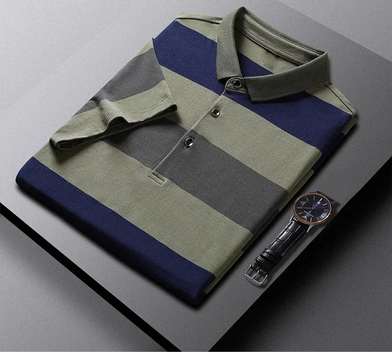 איתן | חולצת פולו גברית קלאסית עם פסים רקומים