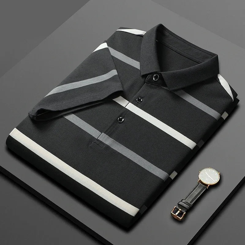 איתן | חולצת פולו גברית קלאסית עם פסים רקומים