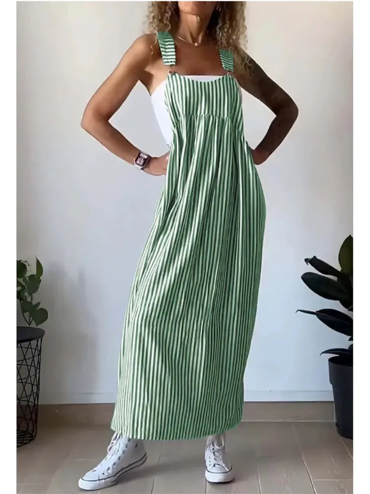 אורית | שמלת סטרפלס פסים קז'ואל