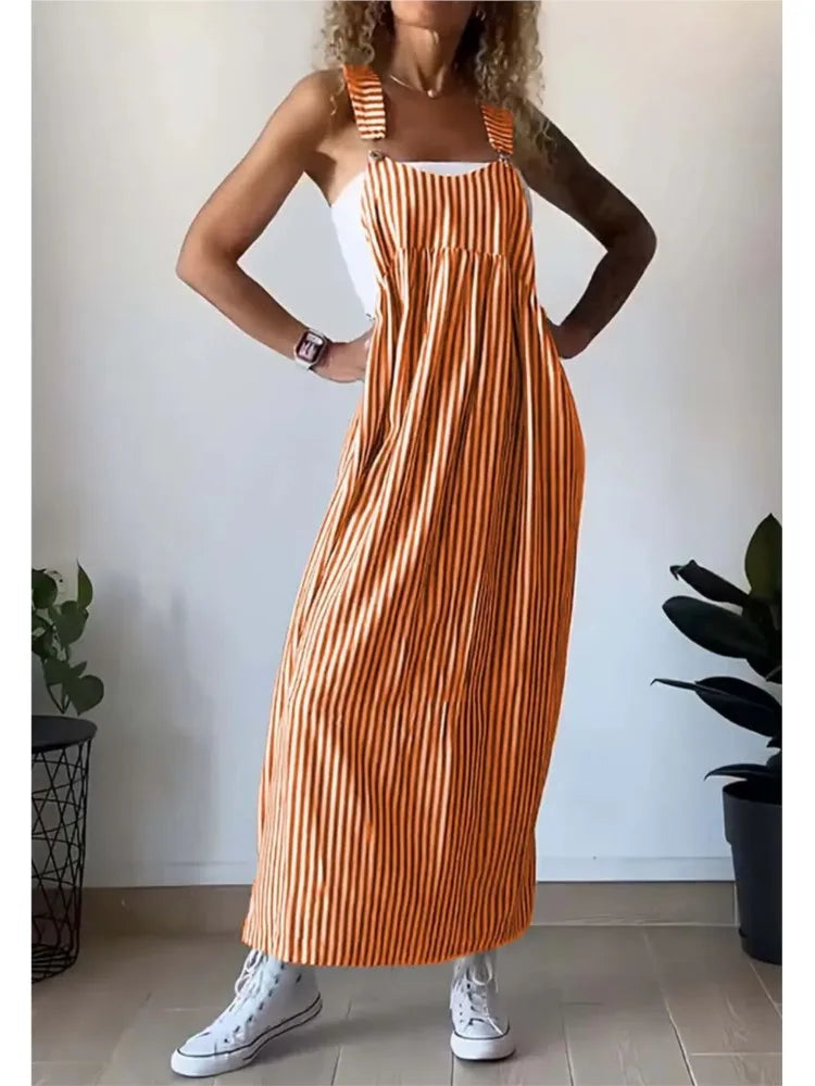 אורית | שמלת סטרפלס פסים קז'ואל