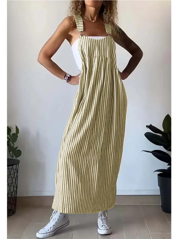 אורית | שמלת סטרפלס פסים קז'ואל