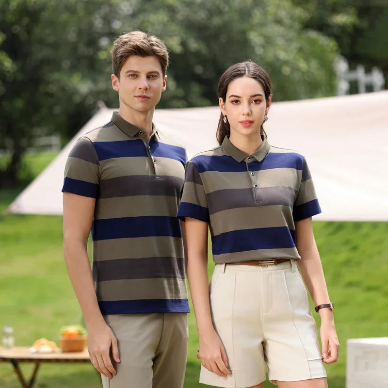 איתן | חולצת פולו גברית קלאסית עם פסים רקומים