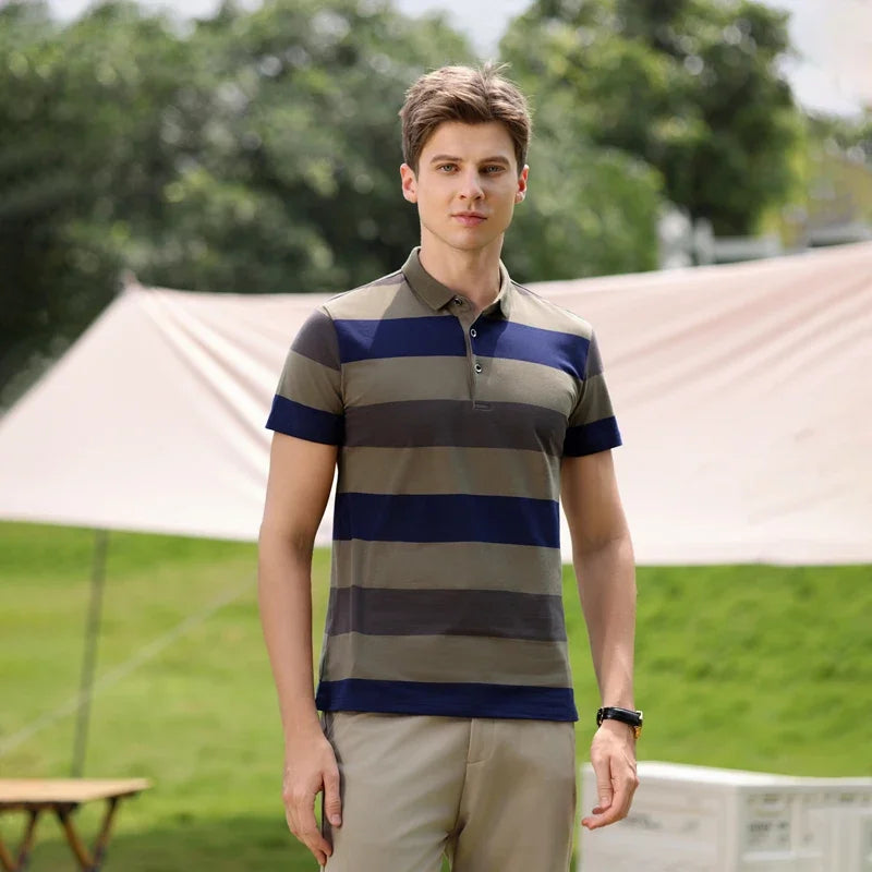 איתן | חולצת פולו גברית קלאסית עם פסים רקומים