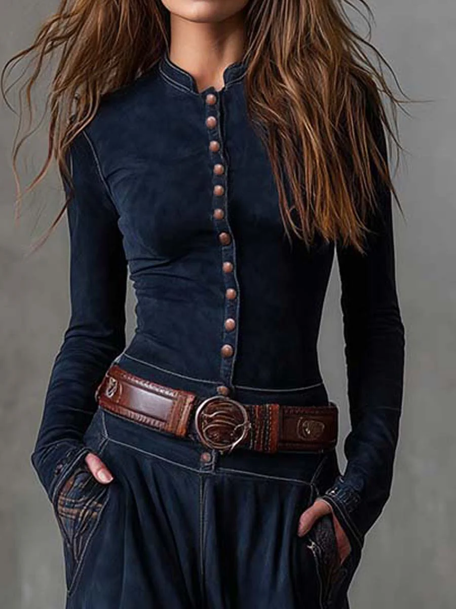 Agata - שמלת סוודר ארוכה עם הדפס משובץ וינטג'