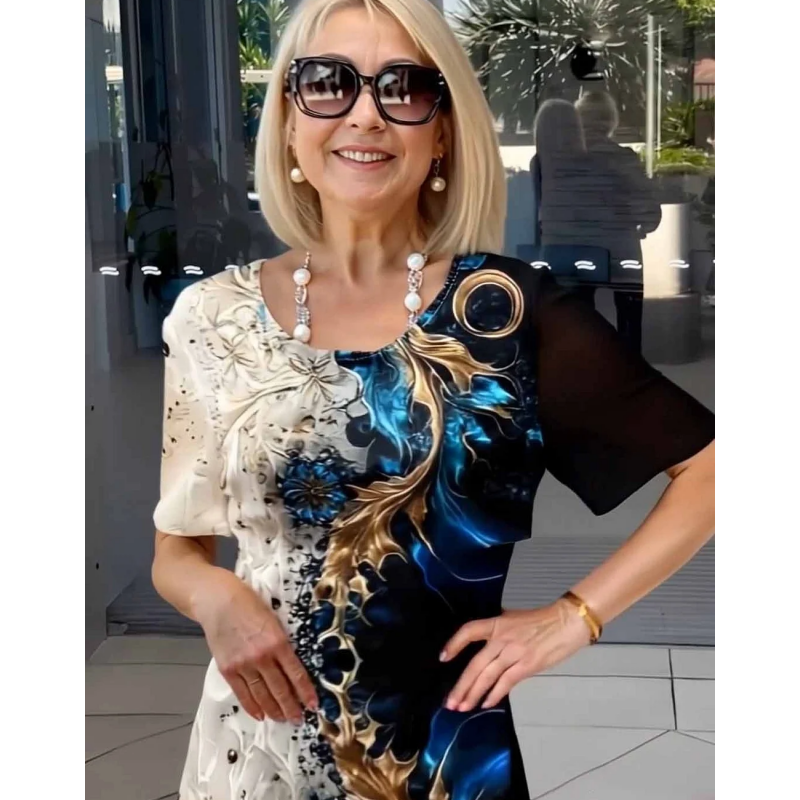 אליזה | שמלת קיץ עם דפוס פרחים תלת־ממדי לנשים