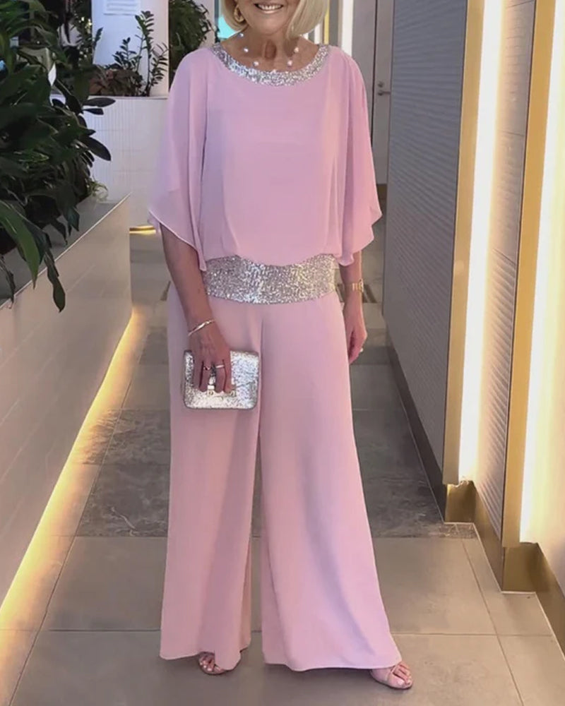 יטל | סט אלגנטי דו-חלקי עם פייטים ועיצוב חסימת צבעים