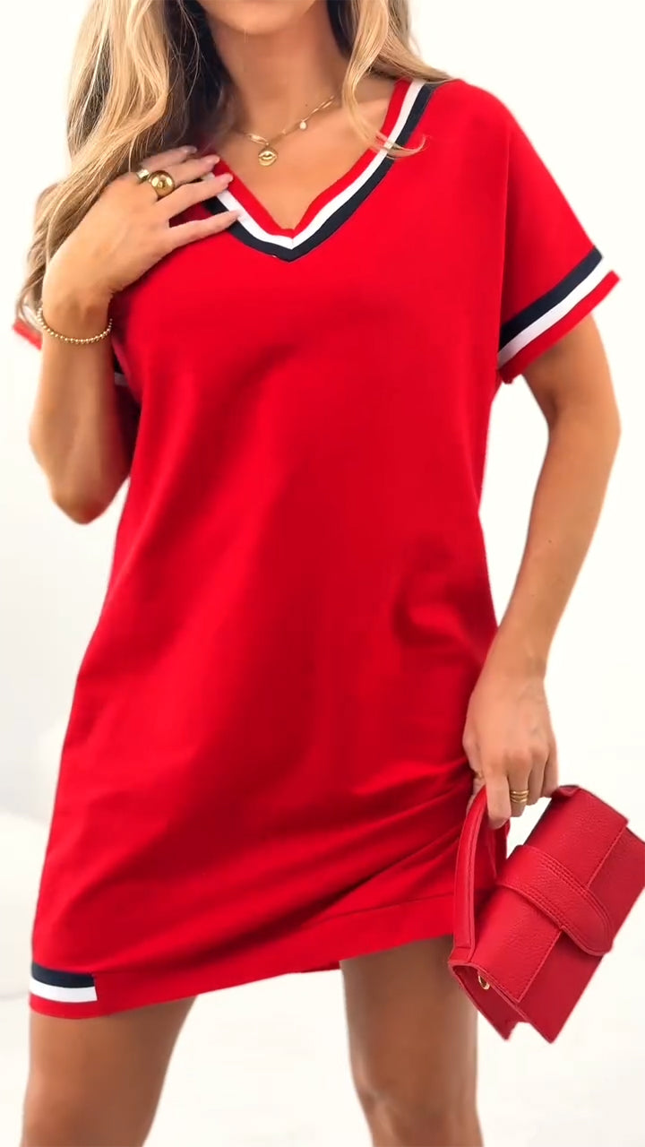 שירה - שמלות נשים קז'ואל עם קצה ניגודיות