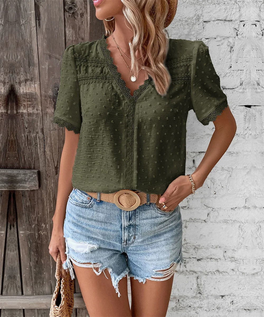מאילי | חולצת קיץ אלגנטית עם צווארון V