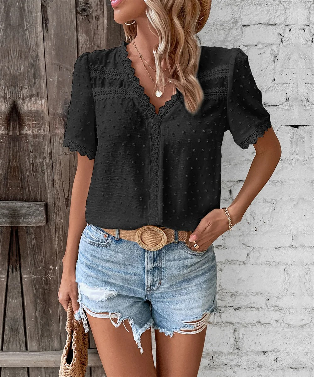 מאילי | חולצת קיץ אלגנטית עם צווארון V