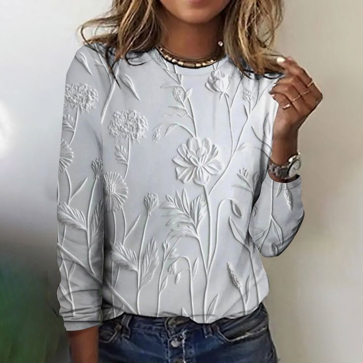 חולצת טי עם צוואר עגול ושרוולים ארוכים פופולרית