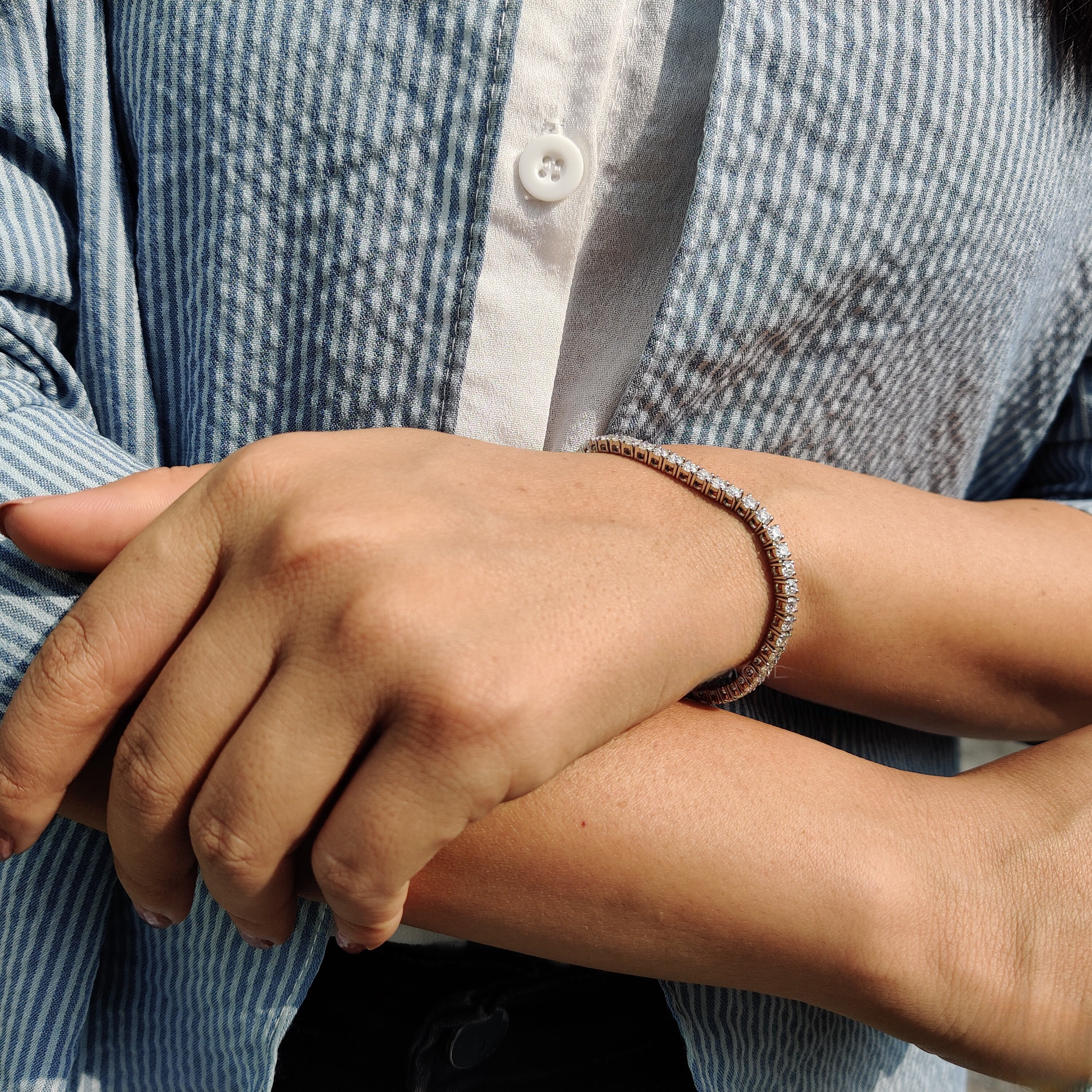 נטע | צמיד טניס מואסנייט 3 מ"מ כסף לבן