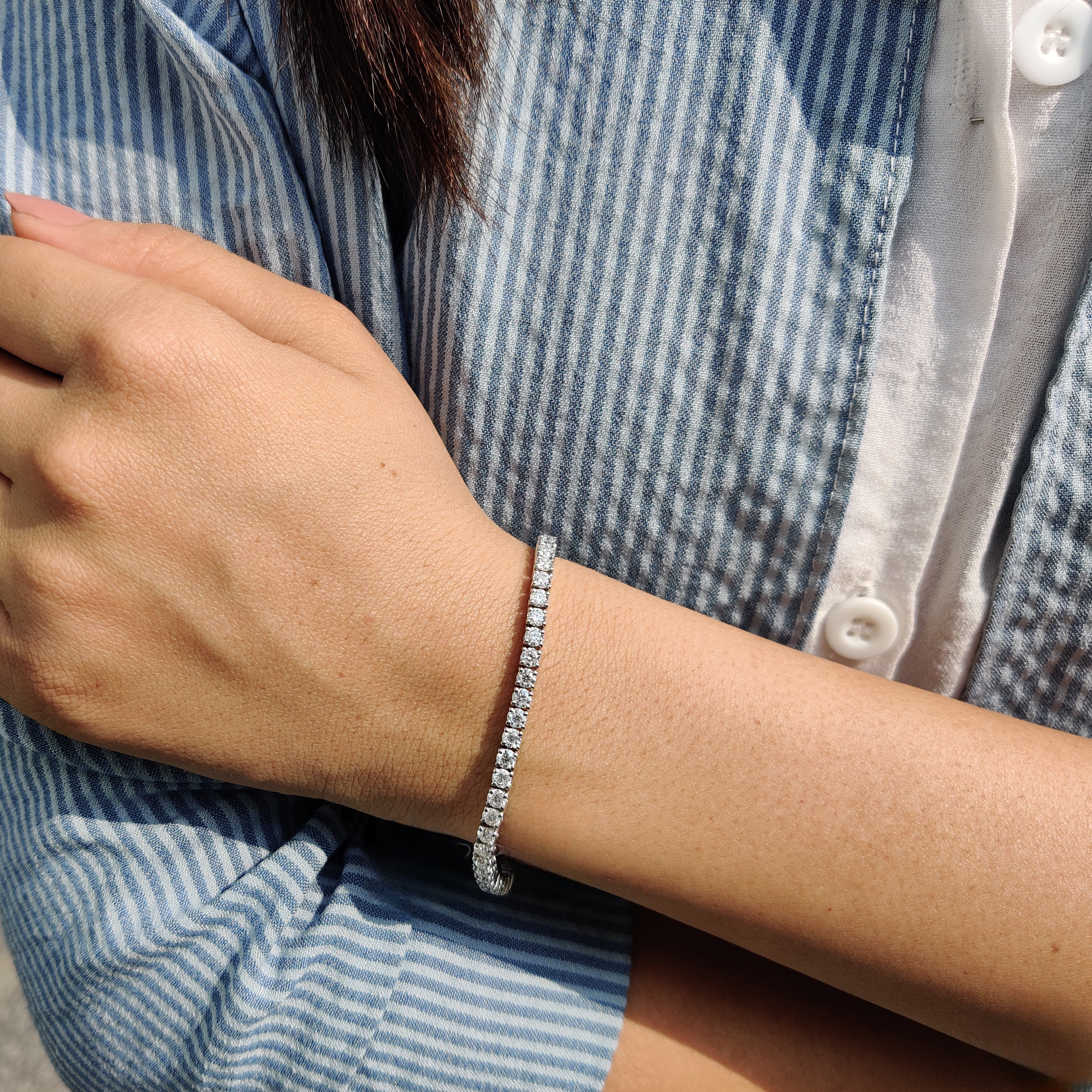 נטע | צמיד טניס מואסנייט 3 מ"מ כסף לבן