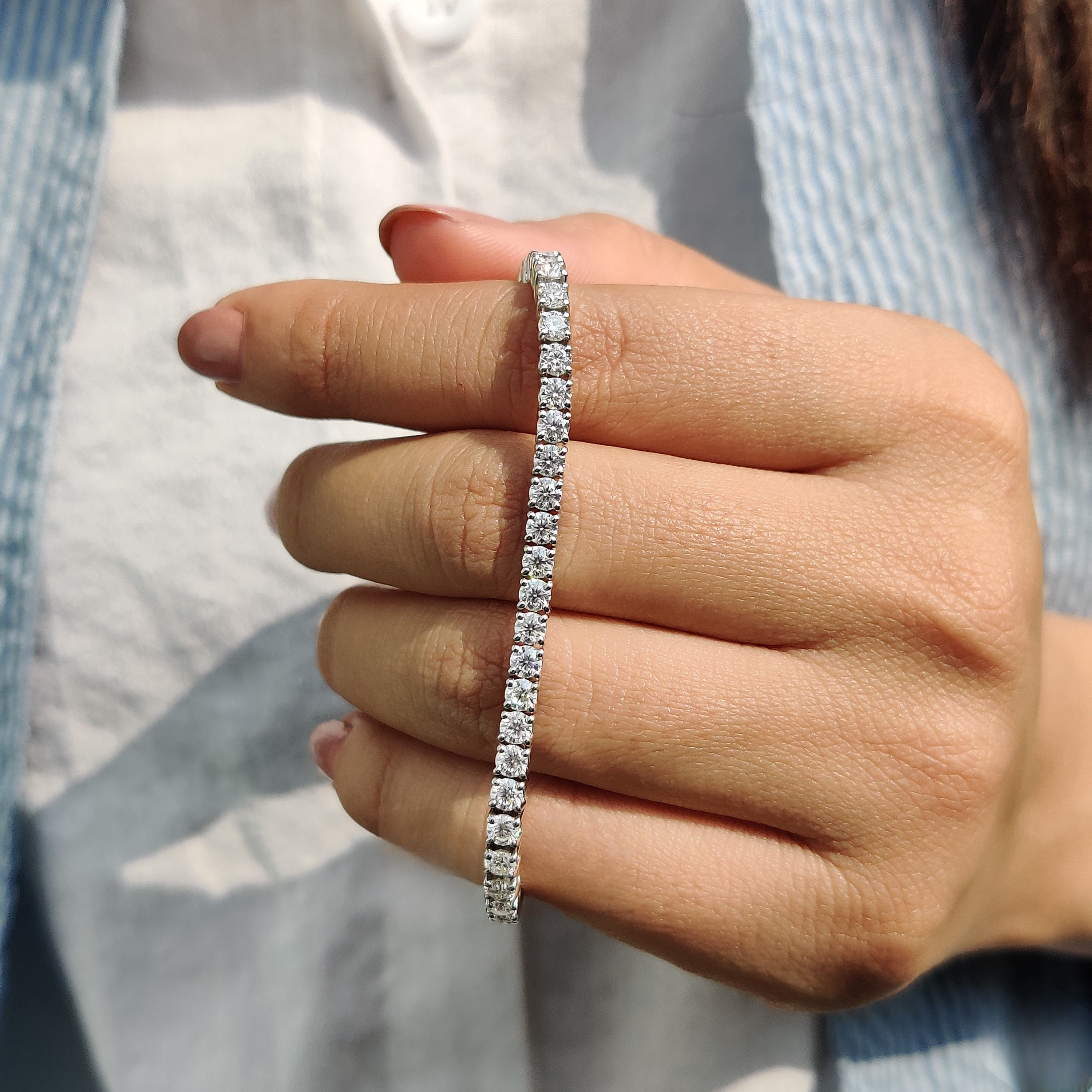 נטע | צמיד טניס מואסנייט 3 מ"מ כסף לבן