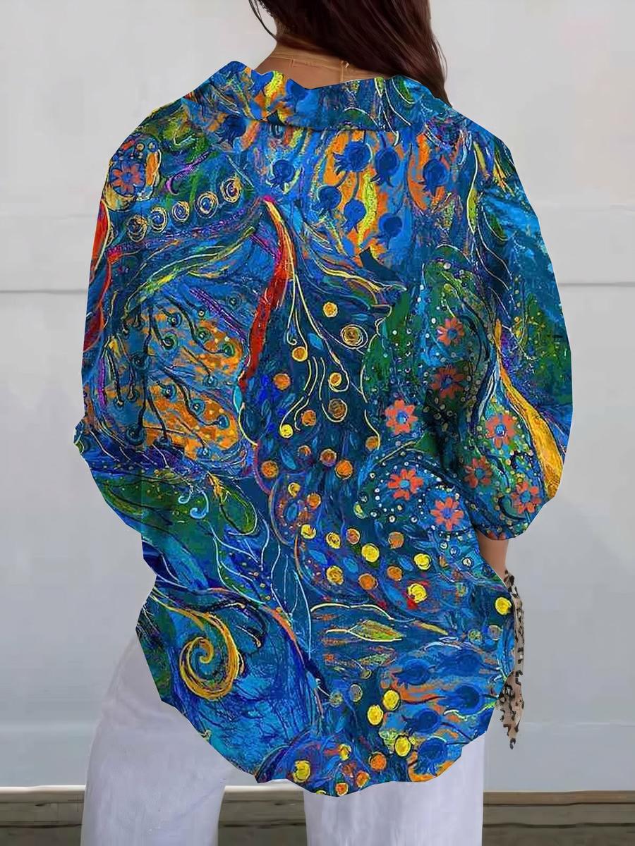 חולצה ארוכה עם צווארון כחול